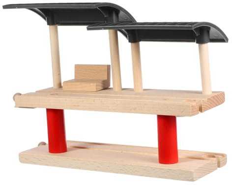 BESTonZON Holzbahn Zubehör DIY Junge Mädchen Spielzeug Holz Bahnsteig Spieltisch Bahnhofsmodell Nachhaltiges Holzspielzeug