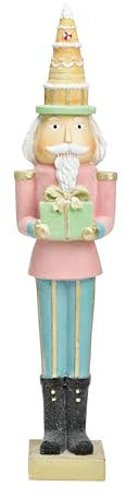 Generisch Figur Nussknacker Pastell rosa 50 cm hoch mit Tassen Deko Figuren Weihnachtsdeko Weihnachten Dekoration Trend modern