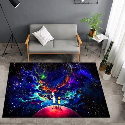 WZSDANZI Anti-Rutsch 3D Druck Rick und Morty Bodenteppiche, Schlafzimmer Wohnzimmer Dekor, Bereich Teppiche Anti-Rutsch-Fußmatten.,60 * 90cm