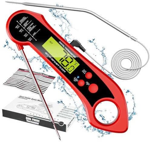 Digitales Kochthermometer, sofortige Ablesung in 3 Sekunden, zusammenklappbare Sonde, 102 cm, für Fleisch, Grill, Steak