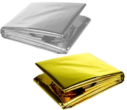 BESPORTBLE 2stücke Campingdecke Notfall-wärmedecke Überlebens-wärmedecke Silberfoliend Rettungsdecke Für Notfall Outdoor Aktivitäten Wärme Schutz