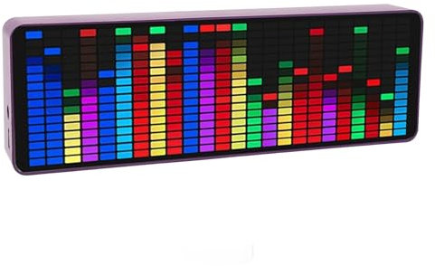 Audio Spectrum Analyzer, LED Music Voice Spectrum Display, Colorful RGB Light Rhythm Analyzer Clock Display, Sound Control Level Meter for Musicians, 20 Dynamic & 7 Color Effects