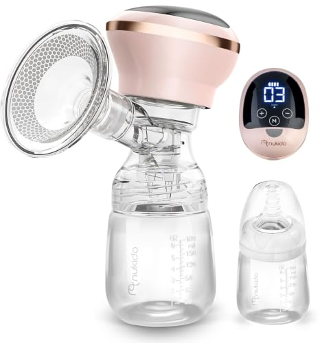 Nukido Milchpumpe Elektrisch 3 Modi Tragbar LED Anzeige BPA Frei Silikon Rosa Gold