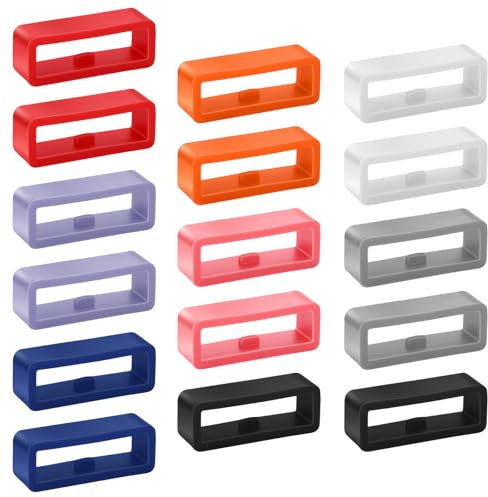 Ymapinc Silikon Uhrenarmband Schlaufe，16 Stück Uhrenarmbandhalter Verriegelbarer Uhrenring Uhrband Schlaufen Ersatz Festes Ring Ersatzteile für Smartwatch Zubehör (Mehrfarbig)