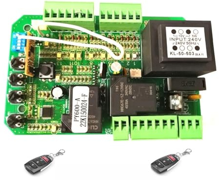 Abridor de puerta de Garaje, Placa de tarjeta electrónica de placa de circuito de controlador PCB de unidad de Control de Motor de abridor de puerta corrediza de uso amplio(2 keys with board)