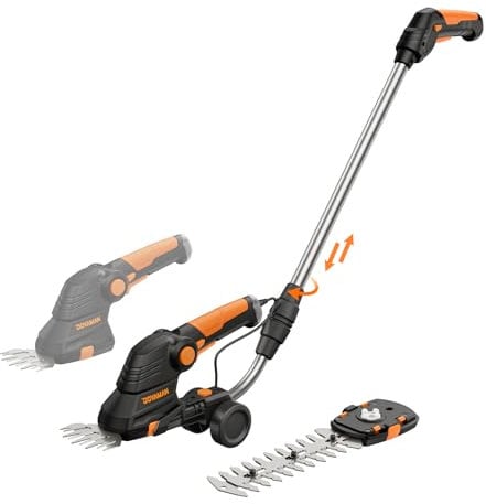 DOVAMAN GS03C Forbice Tagliaerba Batteria 3-in-1, 7,2V con Asta Telescopica, 2 Lame (90 mm / 170 mm), Manico Regolabile, Ricarica in 80 Minuti, per Prato e Piccoli Cespugli