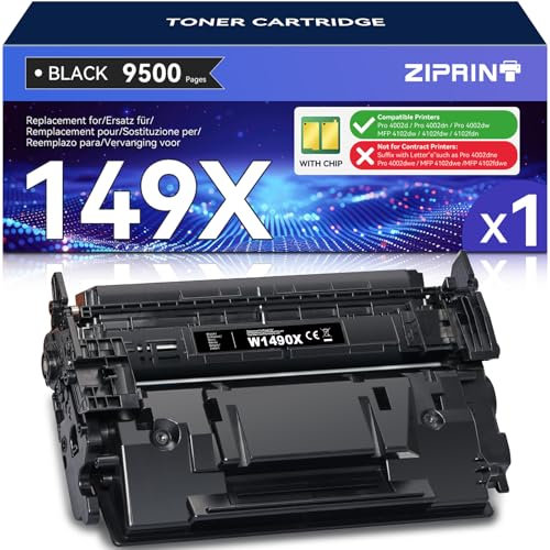 ZIPRINT 149X (Mit Chip) Toner Kompatible für HP Laserjet Pro 4002dn 4002dw 4002d 4002 Toner Laserjet Pro MFP 4102fdw 4102dw 4102fdn 4102 Toner 149X 149A W1490X W1490A -1 Schwarz