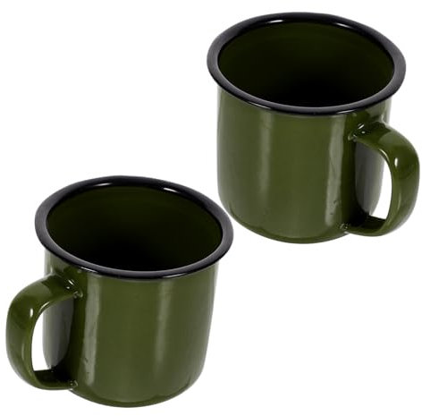 Cabilock Tazas De Café Retro De Hierro Verde 250 Ml Multifunción, Taza De Leche Portátil Para Hogar y Bebidas Calientes, Set De 2 Piezas