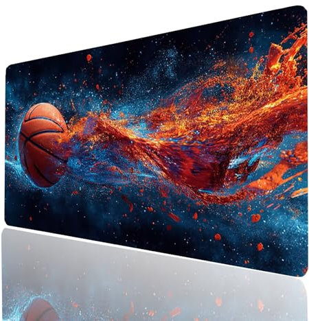 Basketball Mauspad XXL 1000x500x3mm, Groß Mousepad Gaming Abstrakt Vernähte Kanten, Schreibtischunterlage Wetterfest Anti Rutsch, Mouse pad für Gaming Pc Laptop Office, Geschenke für Männer Model00947