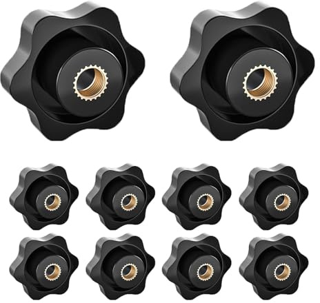 Pack of 6 Black Wing Nuts M6, Plastics Star Grip Nut M6, Robust and Durable Knurled Nuts, for Mechanical Engineering, Machine Tools, Electronic Devices and Fitness Equipment etc