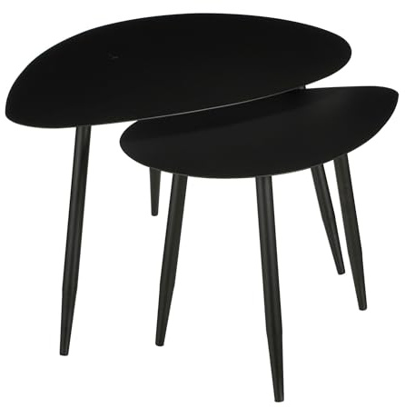 MICA Decorations Beistelltisch Jans - 80x60x47cm - Eisen - Schwarz - Set Van 2