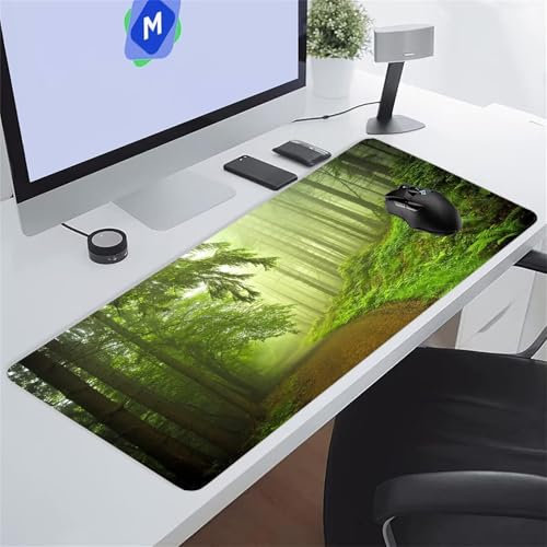 Soleil Jungle Verte Tapis de Souris de Jeu 1200x600x3 mm Grand Tapis de Souris Gaming sous-Main Bureau Gamer Large avec Base Antidérapante Tapis de Clavier Lavable pour Gamer PC