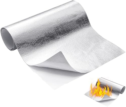 DASIAUTOEMHitzeschutzmatte, Selbstklebend Kleberücken Aluminium Glasfaser Blatt Aluminisierte Hitzeschutz Praktische Hitzeschild für Schlauch und Automatische Verwendung (100X150cm)