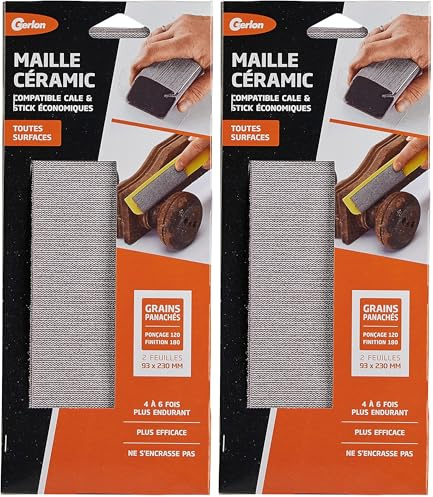 Gerlon 2 Papier Abrasif - Papier de Verre Super Resistant - Maille Ceramic Grain 93 230 MM Grain 120 & 180, Neutre, (ADP2MP) (Lot de 2)
