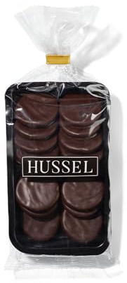 HUSSEL Pfefferminz-Taler Zartbitter 125 g | Fondantpralinen mit Pfefferminzöl | 25% Bitterschokolade | Klassische Pfefferminz-Schokolade
