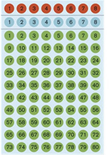 HERMA Zahlen-Sticker 1-160, Durchmesser: 8 mm, farbig VE = 1