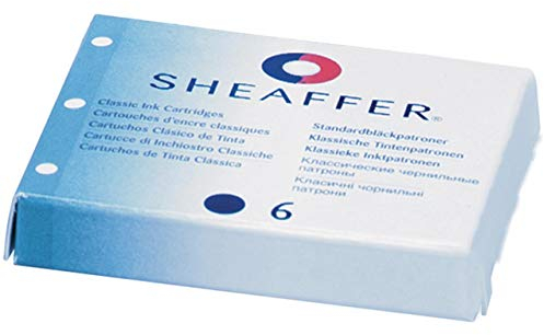 Sheaffer Reca 96233 Original Refills for Fountain Pen, Compatible with all Classic Shaeffer Standard Fountain Pens, 6 Pack, Black