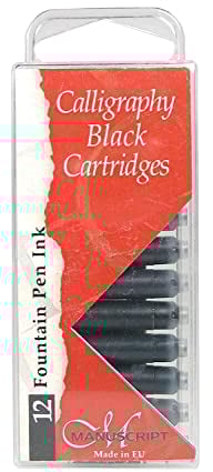 Manuscript MC0461CB Black Cartidge Fountain Pen Ink Cartridges (12 Cartridges)