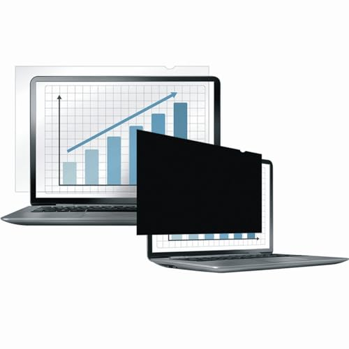 Fellowes PrivaScreen Anti Glare Black Privacy Filter & Screen Protector For Laptop, 13.3 Inches 16:9 Widescreen - Easy Attach & Removal With Quick Reveal Tabs