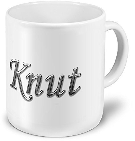 printplanet XXL Riesen-Tasse mit Namen „Knut“ - Jumbotasse mit Design Chrombuchstaben - Namens-Tasse, Kaffeebecher, Becher, Mug