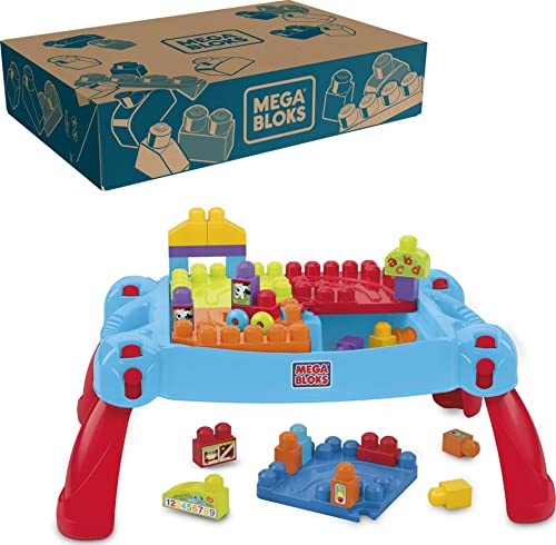 MEGA CNM42 - Mega Bloks BAU- und Spieltisch mit großen Bauklötzen, Bauspielzeug für Kleinkinder (30 Teile), Spielzeug für Kinder ab 1 Jahr