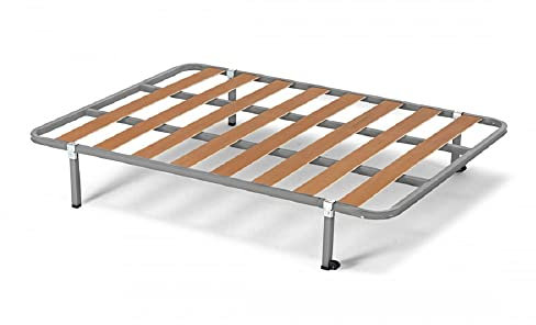 Hogar 24 Somier Lama 100 con Láminas De Chopo y Refuerzo Lumbar Central + 6 Patas Cuadradas De 26cm, Tubo De Acero 30x30 mm, 105x180 cm