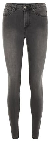 VERO MODA NOS Damen VMTANYA MR S Piping Jeans VI207 NOOS Skinny Jeans, per Pack Grau (Dark Grey Denim Dark Grey Denim), 36/L32 (Herstellergröße: S)