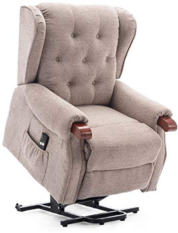 HARROGATE FABRIC ELECTRIC RISE RECLINER ARMCHAIR LIFT RISER CHAIR (Beige)