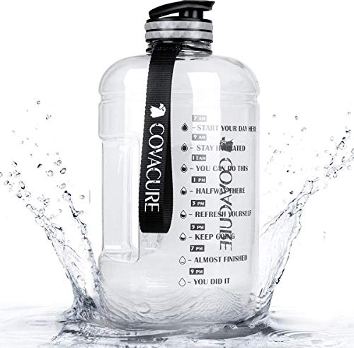 COVACURE Trinkflasche Sport - 2.2L Wasserflasche, Groß Sportflasche, BPA Frei, Auslaufsicher, für Fitness, Gym, Heim, Büro, Outdoor (Transparent)