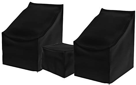Nova Outdoor Living - Skylar Reclining Lounge Set Weatherproof Cover - Garden Table Chairs Patio Furniture Black PVC Protector