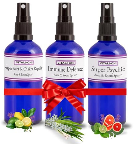 Essenziale puro di purificazione dell'aria spray - Aura Spray Bundle - Super Aura e Chakra riparazione, Super psichica e immunitario di difesa - con oli essenziali puri - 3 * 50ml