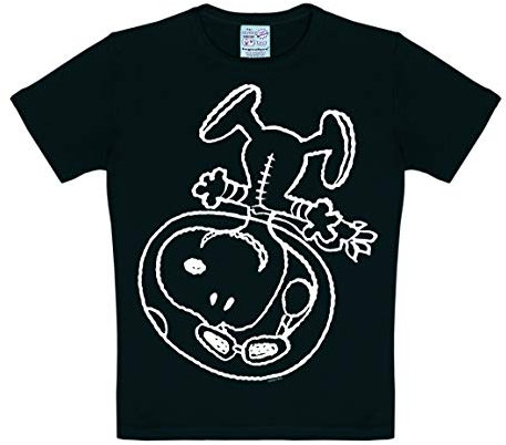 Logoshirt® Peanuts I Snoopy I Astronaut I T-Shirt Print I Kinder I Mädchen & Jungen I kurzärmlig I schwarz I Lizenziertes Originaldesign I Größe 140/152