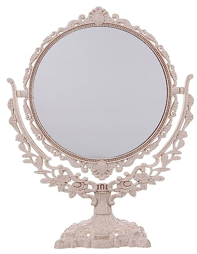 IMIKEYA Table Antique Miroir Vintage Pivotant Miroir Cosmétique avec Cadre Rétro De Bureau Ovale Dressing Rotatif Miroir pour Salle De Bains Chambre Maquillage Miroir Outils