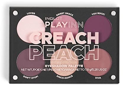 INGLOT PLAYINN Creach Peach, Lidschattenpalette, Eine Kollektion von Sechs Einzigartigen Lidschatten, Drei Matte und Drei Glänzende Lidschatten, Volles Augen-Make-up, 7,8 g