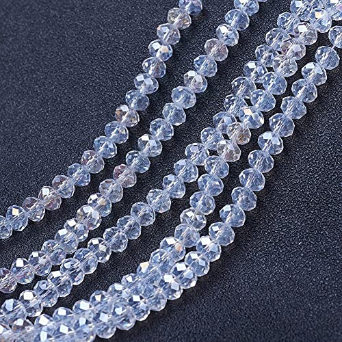 Cheriswelry 10 Strands Clear AB Glass Beads 6mm Faceted Transparent Electroplated Rondelle Spacers Crystal Beads for Jewellery Bracelet Necklace Making, Approx. 920pcs