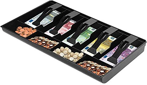 Tyenaza Bandeja de Efectivo, Cajon para b Billetes y Monedas, CajóN de Efectivo de Uso Ligero con 5 Billetes y Bandeja de 4 Monedas, Tienda Organizador de Efectivo pare Escuela, Supermercado