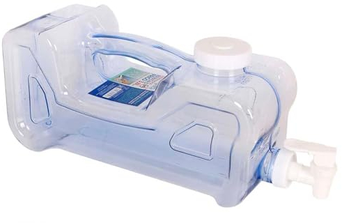Tradineur - Dispensador de Bebidas de plástico 3,8 litros con Grifo y asa, 16 x 12,5 x 40 cm, Botella dispensadora Agua para frigorífico, Tanque, garrafa Reutilizable con Grifo para Nevera