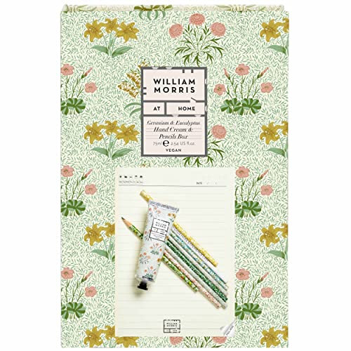 William Morris At Home Nützliche und schöne feuchtigkeitsspendende Handcreme und Bleistifte, Geschenkbox | 75 ml Handcreme & 8 Holzstifte | tierversuchsfrei & vegan