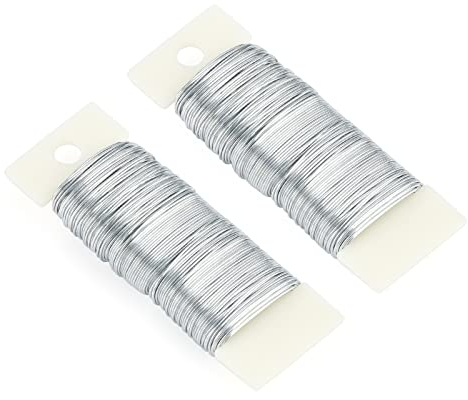 KINGLAKE 2 Roll Galvanised Florist Wire for Christmas Wreaths Making, 22 Gauge Paddle Wire, Flexible Floral Wire Binding Wire for Floral Flower Arrangements, Garland, Crafts, Bouquets