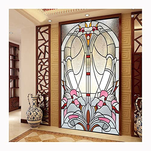 Siunwdiy Sichtschutzfolie selbstklebendfolie für Fenster, Kirche, Mosaik, Buntglas, Statisch haftend, dekorativ, mattiert, Fensterfolie für Home Schlafzimmer Badezimmer,Opaque c,45x90cm