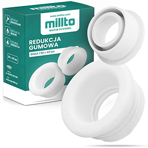 Millto™ Tubo reductor de goma Push Fit, tubo de drenaje, manguito de goma, adaptador de junta de 3 bar, diámetro de 50 x 40 mm, color blanco
