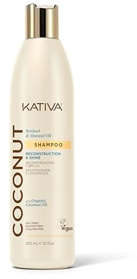 KATIVA - Kokos Haarshampoo | Mit Retinol & Mandelöl | Sanfte Reinigung. Spendet intensive Feuchtigkeit. Für trockenes oder geschädigtes Haar