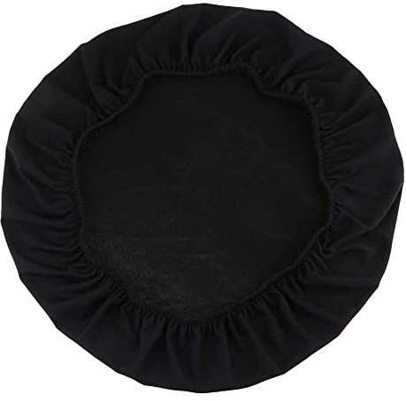 zalati Runder Hockerbezug, rutschfest, weich, Stretch-Sitzkissen, Schonbezug für Hocker, Barstuhl, Durchmesser 30–34 cm, Schwarz