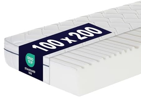 Ortho-Relax Matratze 100x200cm 19cm hoch, Bett Härtegrad H4 & H5, 100 Nächte Probeschlafen, wendbare Matratze mit weicher & Fester Seite, Wendematratze 7-Zonen-Spezial Komfortschaum Matratze