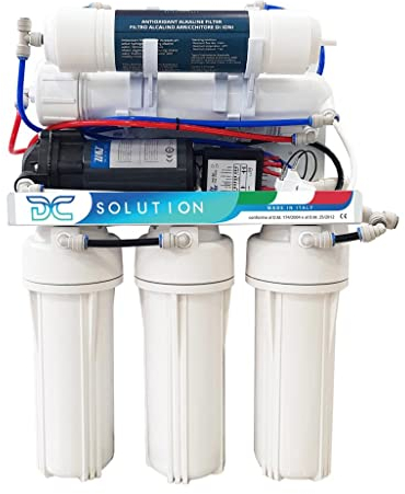 DC Solution | Made in Italy | Depuratore acqua osmosi inversa 7 stadi con filtro alcalino | Purificatore domestico acqua potabile dal rubinetto di casa