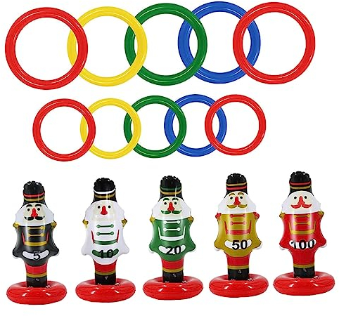 ABOOFAN Jeu De Lancer Anneaux Gonflable De Noël pour Activités De Fête Jeu De Fête De Noël Jouet Gonflable pour Garçon Fille