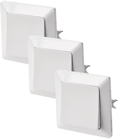 EMOS Wechselschalter in Weiss (Glanz), Lichtschalter mit einer Wippe, 250 V~/10 AX, Kunststoff, ohne Unterputzdose, Schutzklasse IP20 für Innen, 8 x 8 x 5 cm (Packung mit 3)