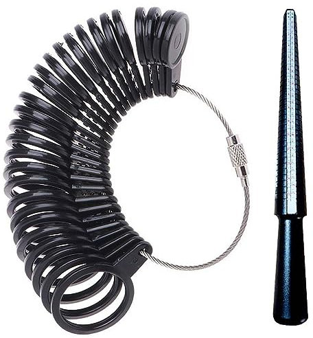 Boolavard Misuratore di Anelli in plastica Nera Set di misuratori per Anelli Mandrino per Anelli Strumenti