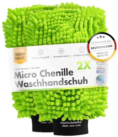 Chemicalworkz® Chenille Wash Mitt (2er Set) - Autowaschhandschuh - extra saugstark, ultraweiche Microfaser - entfernt hartnäckigen Schmutz mühelos - Mikrofaser Auto Waschhandschuh Zottelhandschuh