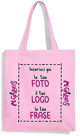 Mr. Gadgets Shopper Personalizzabile 100% cotone riutilizzabile-Con manici lunghezza 67cm -Dimensioni 38x42 (ROSA)